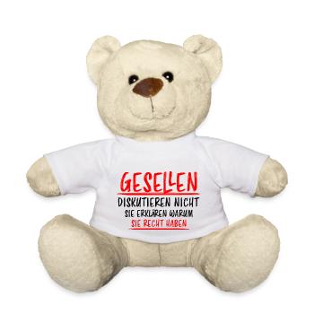 Geselle Lustiger Spruch Gesellenprüfung Geschenk - Teddy - Weiß - Vorne