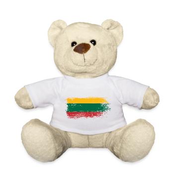 Yellow Green Red Brush Flag - Teddy Bear - white - Front