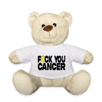 Fuck You Cancer - Ruban jaune - Nounours - blanc - Devant