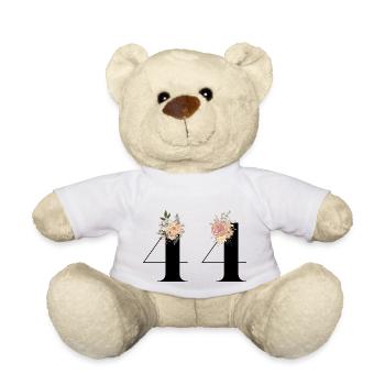 44e anniversaire fleuris (Cadeau de 44 ans) - Nounours - blanc - Devant