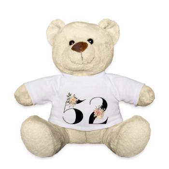 Blumen zum 52. Jahrestag (Geschenk von 52 Jahren) - Teddy - Weiß - Vorne