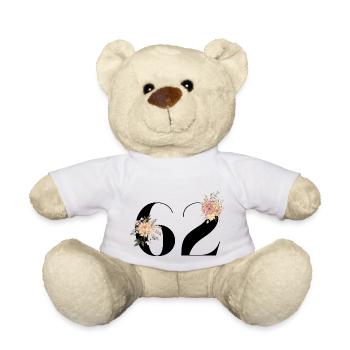 62nd anniversary flowers (Gift of 62 years) - Teddy Bear - white - Front