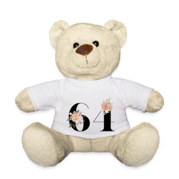 64th anniversary in bloom (Gift of 64 years) - Teddy Bear - white - Front