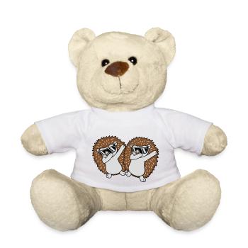 2 amis hérissons dabbing - Nounours - blanc - Devant