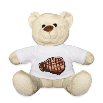 Steak Viande de bœuf Aliments et grillades T-Bone - Nounours - blanc - Devant