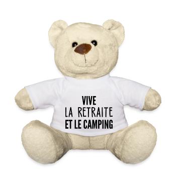 vive la retraite et le camping / humour retraité - Nounours - blanc - Devant