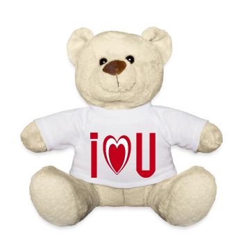 I Love You Heart Lettering - Teddy Bear - white - Front