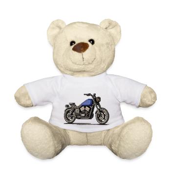 Chopper als Oldtimer Motorrad in Pixelart - Teddy - Weiß - Vorne