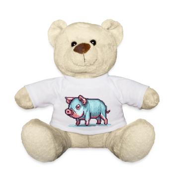 Drôle de cochon de compagnie conçu en pixels 8 bits - Nounours - blanc - Devant