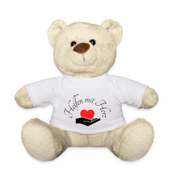 Helfen mit Herz Hand mit rotem Herz - Teddy - Weiß - Vorne