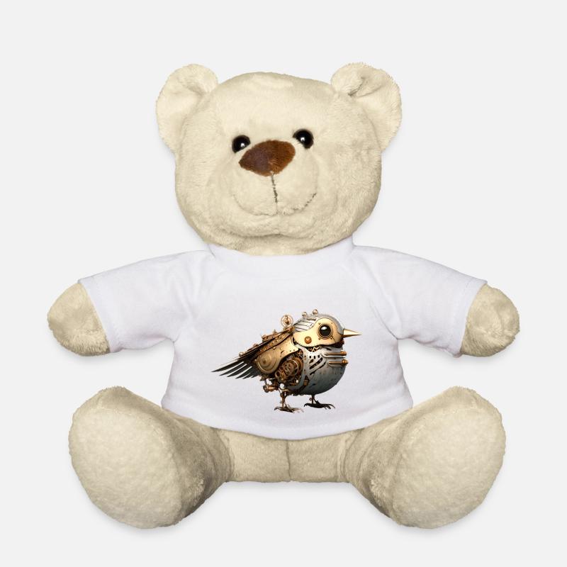 Steampunk Vogel - Teddy - Weiß