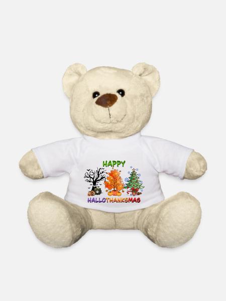 Happy Hallothanksmas Christmas Tree - Teddy Bear - white