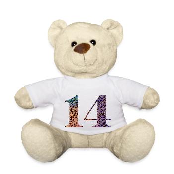 Leopard zum 14. Geburtstag - Teddy - Weiß - Vorne