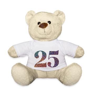 25. Geburtstag Leopard - Teddy - Weiß - Vorne