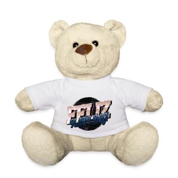 Bodybuilder Dog Baby Dino Bike Moon - Teddy Bear - white - Front