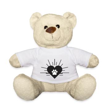 Herz mit Hundepfote - Teddy - Weiß - Vorne