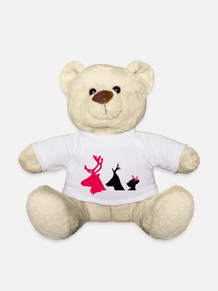 Weihnachtliche Hirschköpfe - Teddy - Weiß