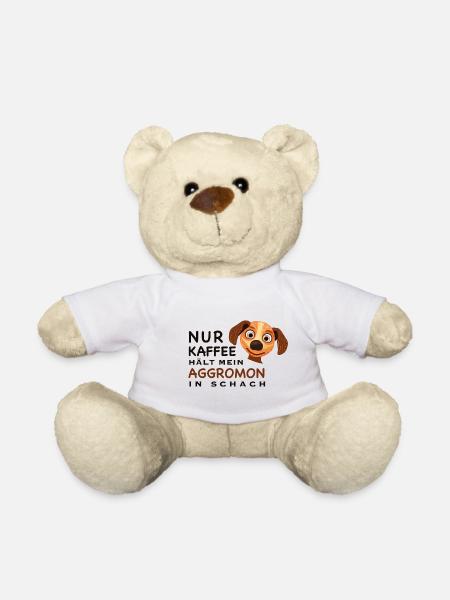 Lustiger Spruch, Kaffee hält Aggromon in Schach - Teddy - Weiß
