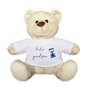 Futur grand frère Horloge bleue - Nounours - blanc - Devant