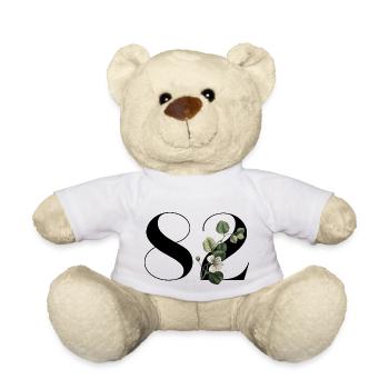Numéro 82 floral vert - 82e anniversaire floral - Nounours - blanc - Devant