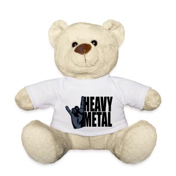 Heavy Metal Rock Musique Cors Geste Main Texte Logo - Nounours - blanc - Devant