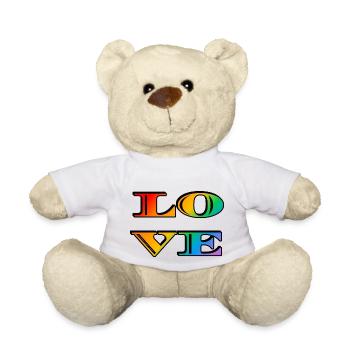 Amour arc-en-ciel rétro - Nounours - blanc - Devant