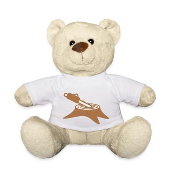 Motorsäge Baum Fällen Holzfäller Wald Stumpf Holz - Teddy - Weiß - Vorne