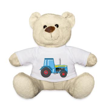 Blaue Traktor Illustration - Teddy - Weiß - Vorne