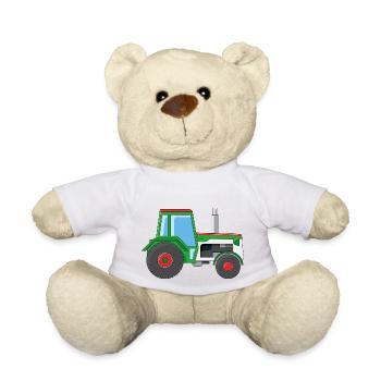 Green Tractor - Teddy Bear - white - Front