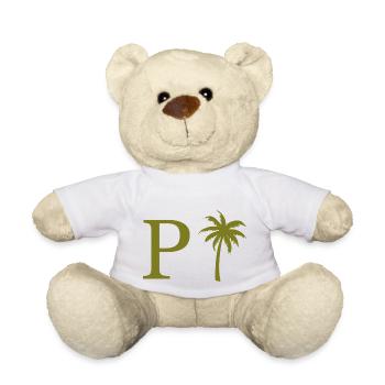 Buchstabe p grüne Palme - Teddy - Weiß - Vorne