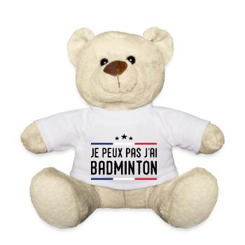 Je Peux Pas J'ai Badminton Bad Joueur de Badminton - Nounours - blanc - Devant