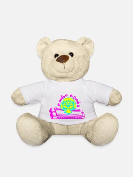 lively monika dancing on the harmonica - Teddy Bear - white