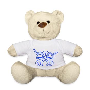 2 Hasen Sonnenbrille Cappy Krawatte Mütze Freunde - Teddy - Weiß - Vorne
