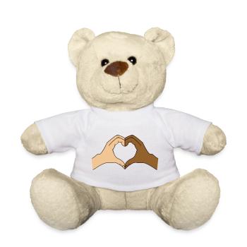 Coloured heart hand motif - customisable - Teddy Bear - white - Front