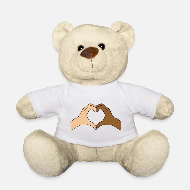 Motif de main cœur coloré - personnalisable - Nounours - blanc