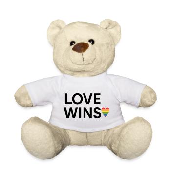 Love Wins Rainbow Heart Design - Teddy Bear - white - Front