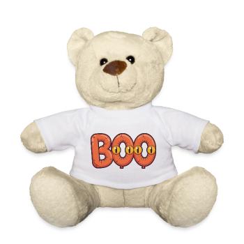 Halloween Boo Creepy Letters with Scary Glow Eyes - Teddy Bear - white - Front