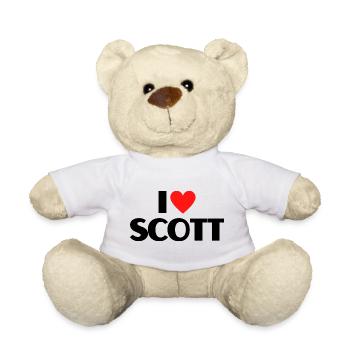 I love Scott Rotes Herz Liebe Fan Geschenk - Teddy - Weiß - Vorne