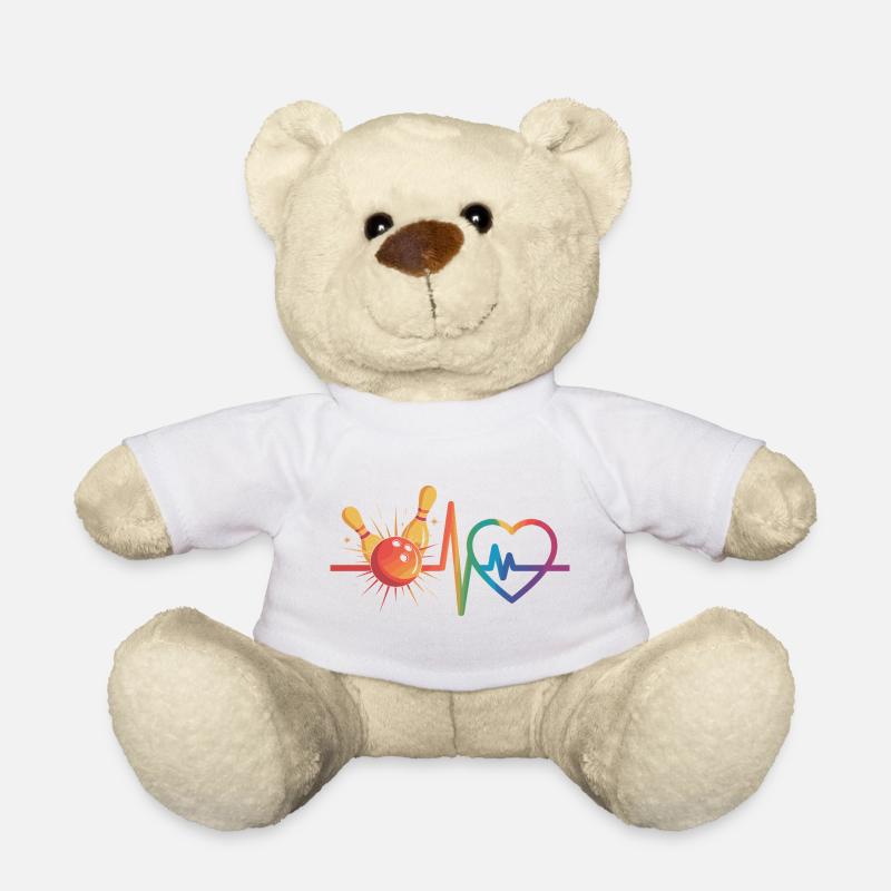 Bowling und Herz - Teddy - Weiß