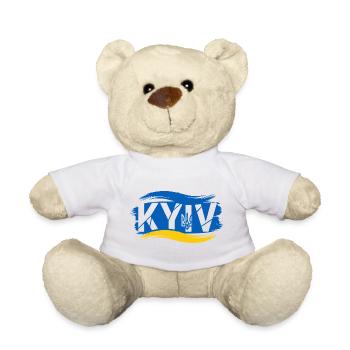 Trident ukrainien et drapeau abstrait - Nounours - blanc - Devant