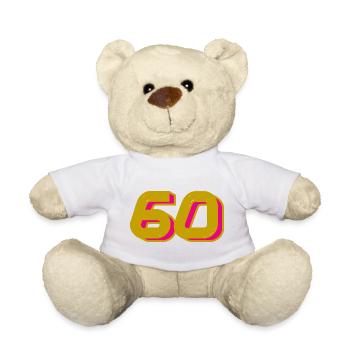 60. 60 JAHRE. 60-JÄHRIGES JUBILÄUM. 60. GEBURTSTAG. - Teddy - Weiß - Vorne