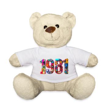 1981 – Date of birth, high school diploma, wedding, birth - Teddy Bear - white - Front