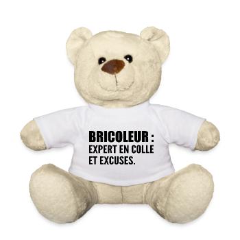 Bricoleur : expert en colle et excuses - Nounours - blanc - Devant