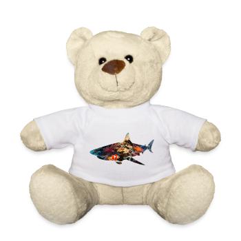 Coral Reef Shark Fish Silhouette - Teddy Bear - white - Front