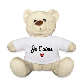 LIEBE. ICH LIEBE DICH. HERZ. ALLES GUTE ZUM GEBURTSTAG. - Teddy - Weiß - Vorne
