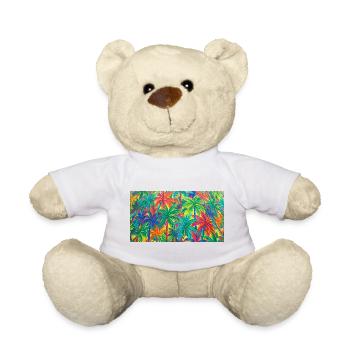 Palm Trees Tropical Pattern - Teddy Bear - white - Front