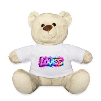 Graffiti  LOUISE Prénom cadeau idéal imprimable su - Nounours - blanc - Devant