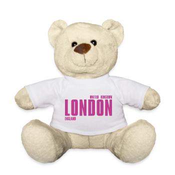 Pink London Typography T-shirt - Teddy Bear - white - Front