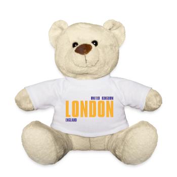 Londres en texte doré avec accents bleus - Nounours - blanc - Devant