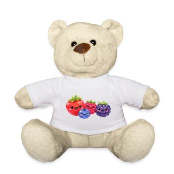 Baies de kawaï, fruits fruits, bébé sourire d’enfant - Nounours - blanc - Devant